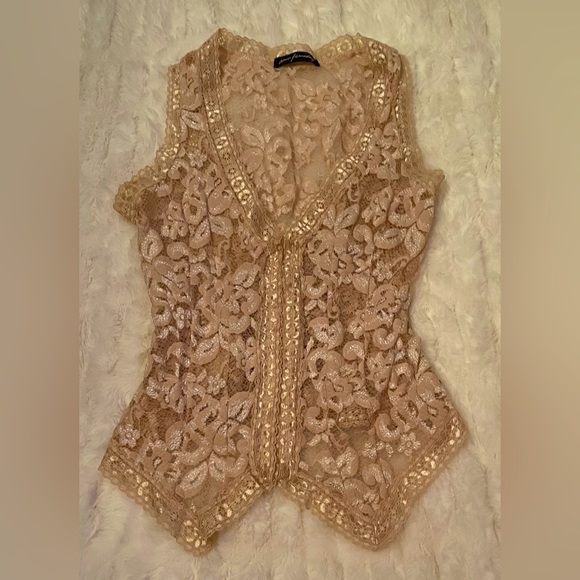 Ann Ferriday Y2K gold lace top. Semi-sheer, feminine, delicate…beautiful! - Picture 5 of 11